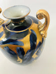 Victorian Cobalt Blue and Gold Leaf Double Handled Vase
