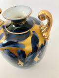 Victorian Cobalt Blue and Gold Leaf Double Handled Vase