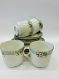 Set of Five China Trios with Blue Rim and Flowers