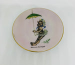 Brownie Downing Mini Hanging Plate Girl with Green and Yellow Umbrella