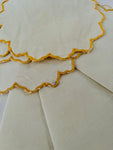 White round Napkins and Coasters with Yellow Edging