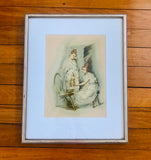 Professionally Framed Print of Two Ladies Looming