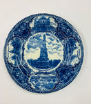 Antique Blue and White Plate Views of Bridgeport Conn. soldiers Monument at Seaside Park