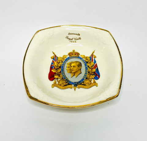 Lancaster & Sandsland Souvenir Square Bowl of Royal Visit Queen Elizabeth & King George VI