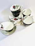 Royal Albert Masquerade Black Cup Set of Six Trios including Milk and Sugar