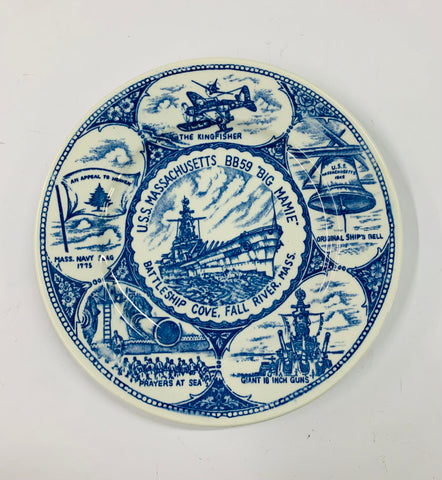 USS Massachusetts “Big Mamie” Blue and White Plate