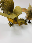 Pair of solid brass roosters