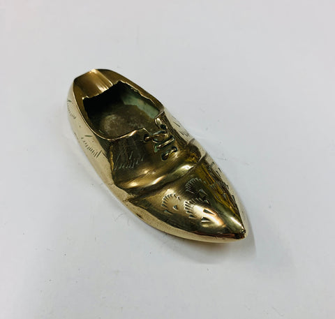 Miniature brass shoe ashtray