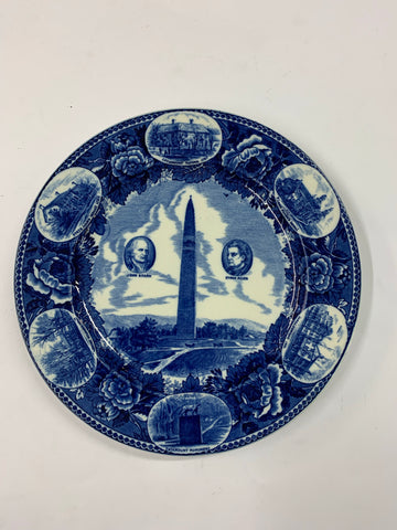 Antique Blue and White plate Bennington Battle Monument