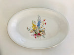 White Oval Platter with Spring Flowers