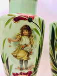 Green Pair of Victoria Fine China Vases