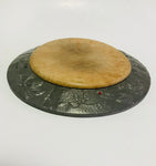 Art Nouveau Pewter and wood bread board