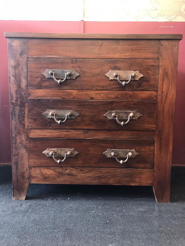 Solid Teak Industrial Chest of Drawers