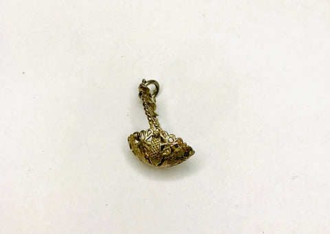 Sterling Silver Filigree Hanging Basket Charm