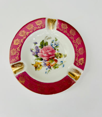 Limoges Floral Ashtray