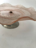 Pink Depression Glass Fluted Cake Stand