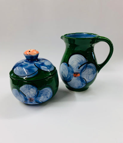 NZ pottery milk jug and sugar bowl by Christine Harris