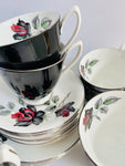 Royal Albert Masquerade Black Cup Set of Six Trios including Milk and Sugar