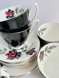 Royal Albert Masquerade Black Cup Set of Six Trios including Milk and Sugar