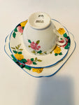 English Made Trio with Blue Trim and Yellow and Pink Blossoms